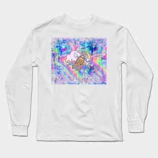 Moon Angel Sloth Rainbow Holographic Long Sleeve T-Shirt